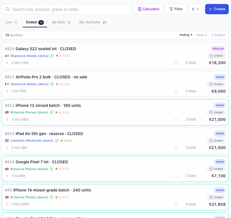 Live Auctions screenshot