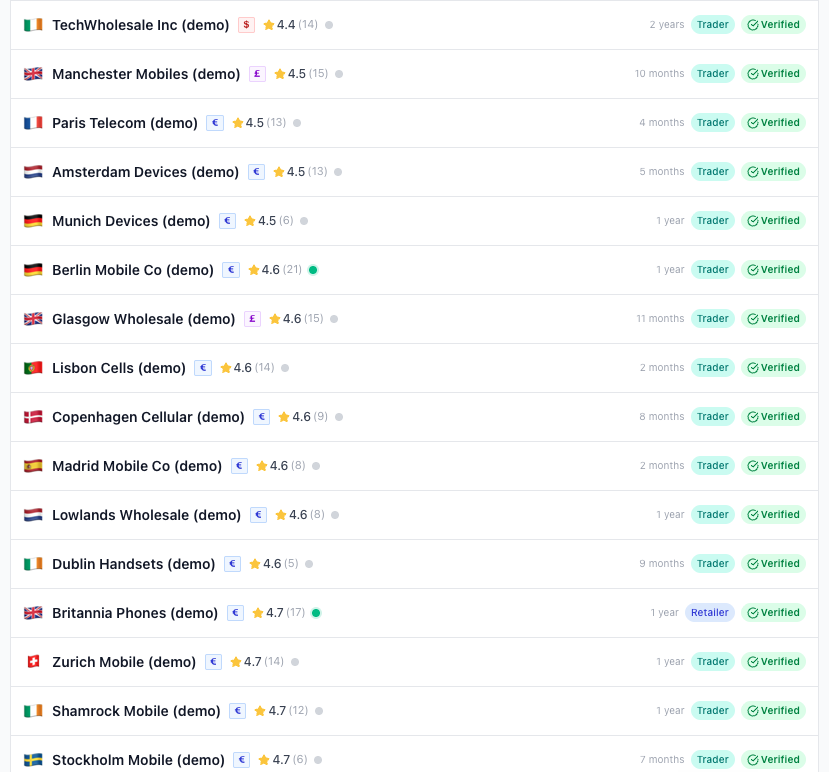 Verified Wholesaler Directory screenshot